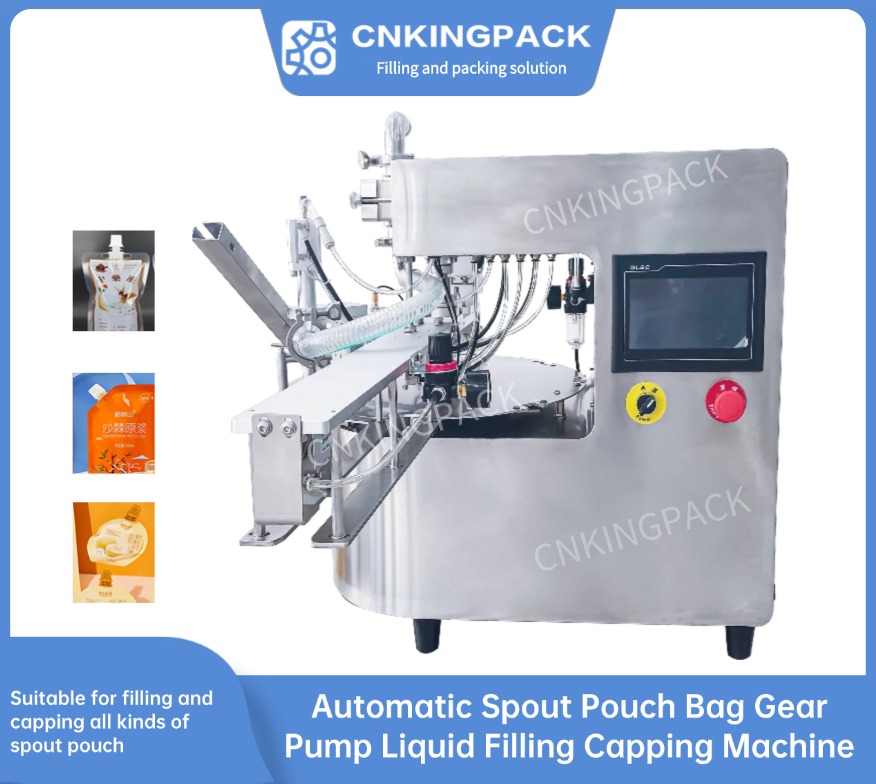 Automatic Spout Pouch Bag Gear Pump Liquid Filling Capping Machine